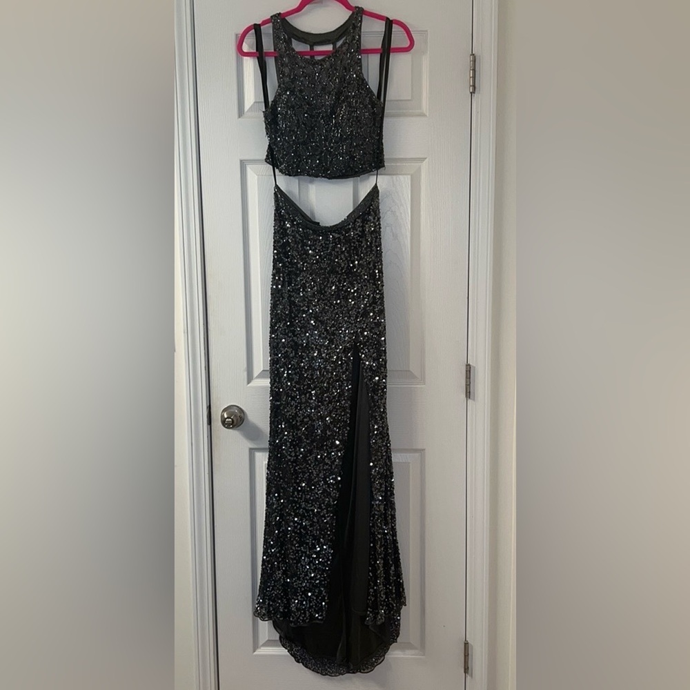Charcoal Sequined Two Piece Prom/HoCo/Formal